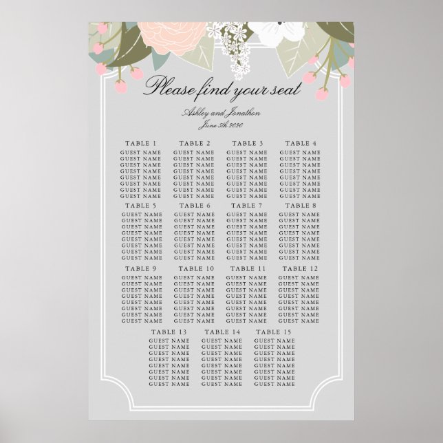 Large Floral Seating Chart (Front)