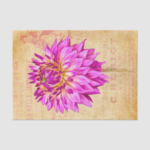 Large Flower Tissue Paper Decoupage Art Purple