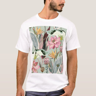 Large Flowers Vintage Floral Illustration T-Shirt