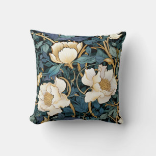 Large Flowers William Morris Inspired Throw Pillow