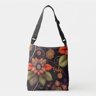 large flowers with ornaments of noble patterns crossbody bag