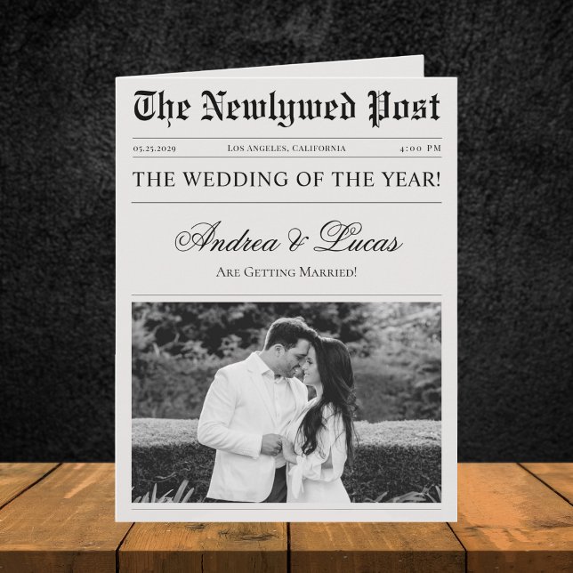 Large Foldable Wedding Newspaper Timeline Program Card (Creator Uploaded)