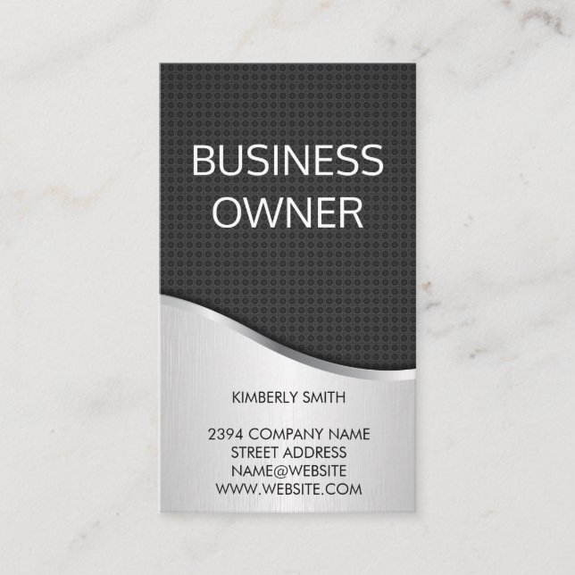 Large Font Metallic and Black Carbon Fibre Business Card (Front)