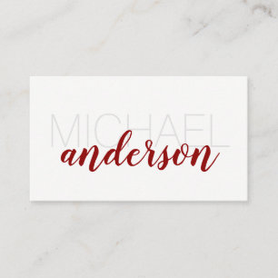 Large Font   Red Script Professional Business Card