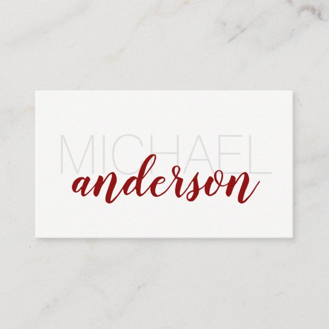 Large Font | Red Script Professional Business Card (Front)