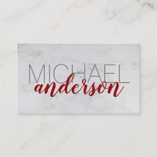 Large Font   Red Script Professional   Marble Business Card