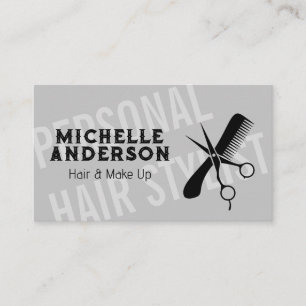 Large Font Scissors and Comb Business Card
