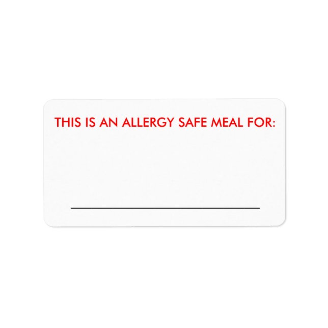 Large Food Identification Label (Front)