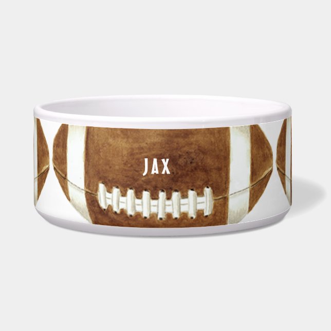 Large Football Custom Name Dog Bowl (Front)