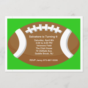 Large Football Kids Birthday Invitation