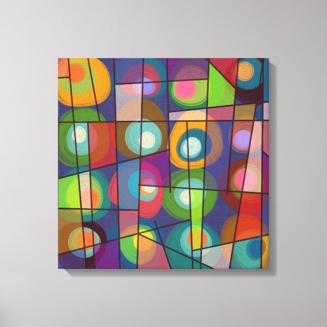 Large Format Mid Century Style Painted Circles Canvas Print (Front)