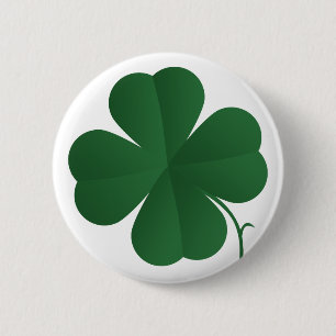 Large Four Leaf Clover 6 Cm Round Badge