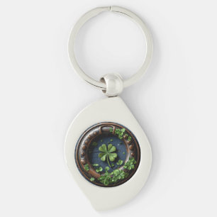 Large four-leaf clover key ring