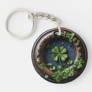 Large four-leaf clover key ring