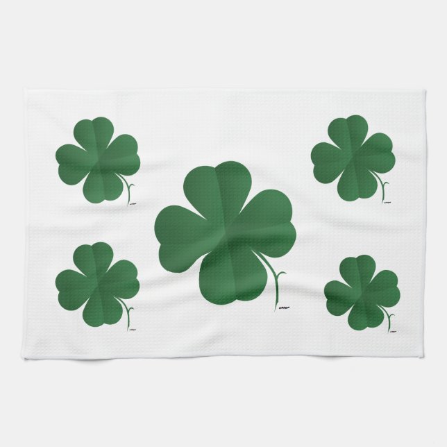 Large Four Leaf Clover Tea Towel (Horizontal)