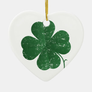 Large Four Leaf Clover - vintage style Ceramic Tree Decoration