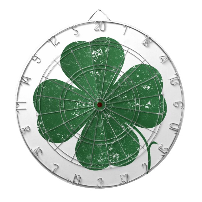 Large Four Leaf Clover - vintage style Dartboard (Front)