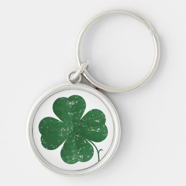 Large Four Leaf Clover - vintage style Key Ring (Front)