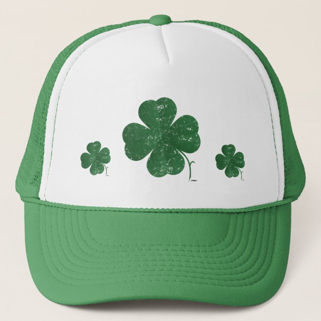 Large Four Leaf Clover - vintage style Trucker Hat (Front)