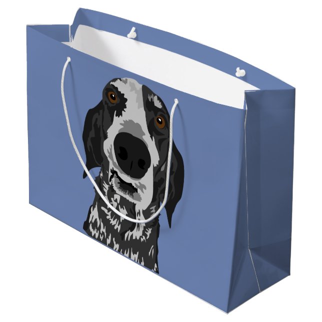 Large Funny Face Coonhound Gift Bag (Back Angled)