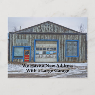 Large Garage - Funny Change of Address Announcement Postcard