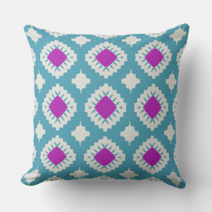 Large Geometric Blue Pink Cushion