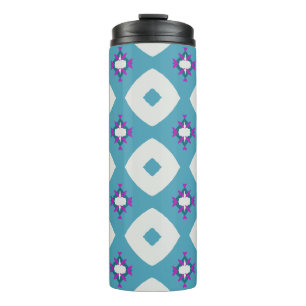 Large Geometric Bold Blue and White Thermal Tumbler