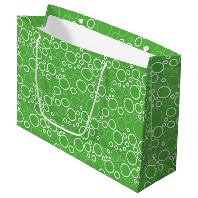 Large Gift Bag-Green Circles Bag (Front Angled)