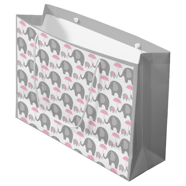 Large Gift Bag - Mother & Baby Elephants (Front Angled)
