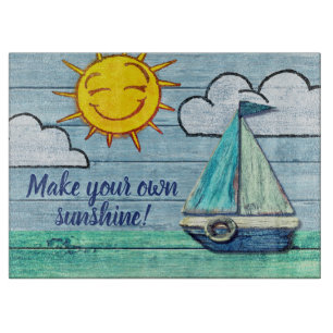 Large Glass chopping board Driftwood Beach Design