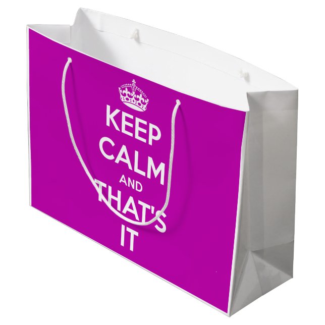 Large Glossy Gift Bag, Keep Calm That's It Purple Large Gift Bag (Back Angled)