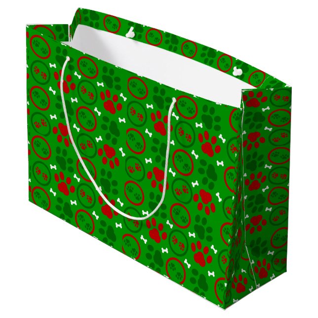 Large Glossy Green Christmas Gift Bag (Back Angled)