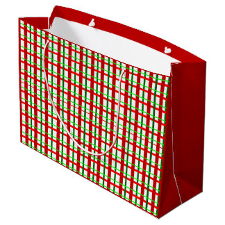 Large Glossy Plaid Christmas Gift Bag