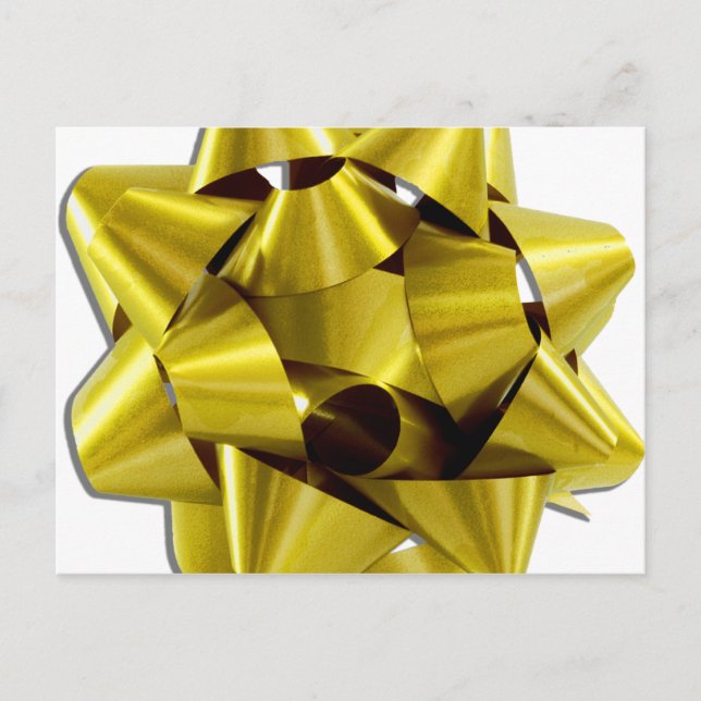 Large Gold Christmas Bow Holiday Postcard (Front)
