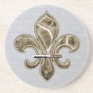 Large Gold Fleur de Lis Pattern Sandstone Coaster