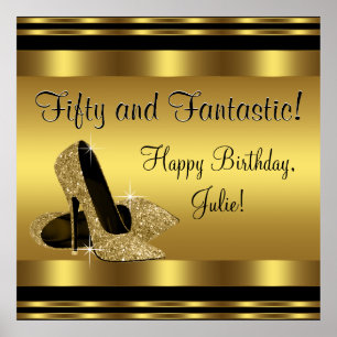 Large Gold High Heel Birthday Party Banner Poster
