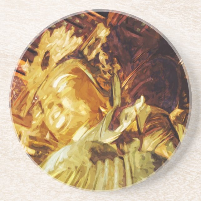 Large Gold Statue Kyoto Japan Abstract Coaster (Front)