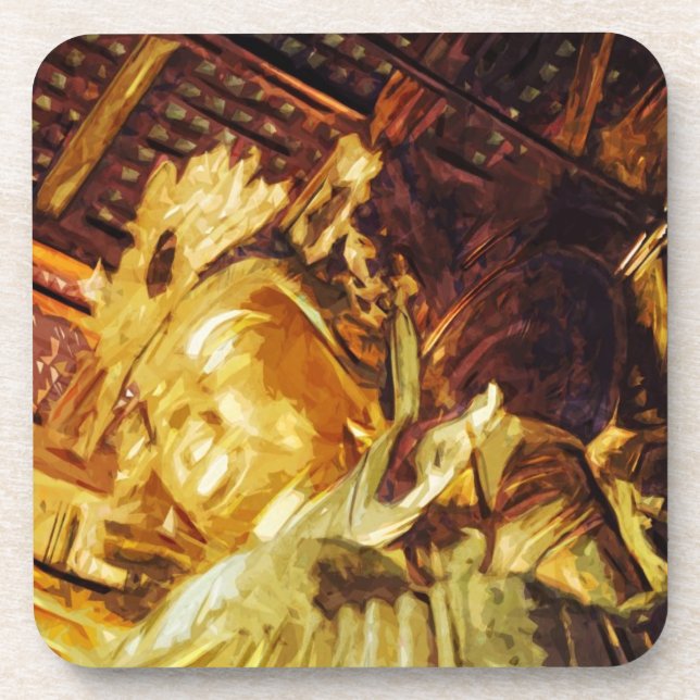 Large Gold Statue Kyoto Japan Abstract Coaster (Front)