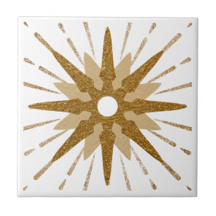 Large Gold & White Starburst Tile
