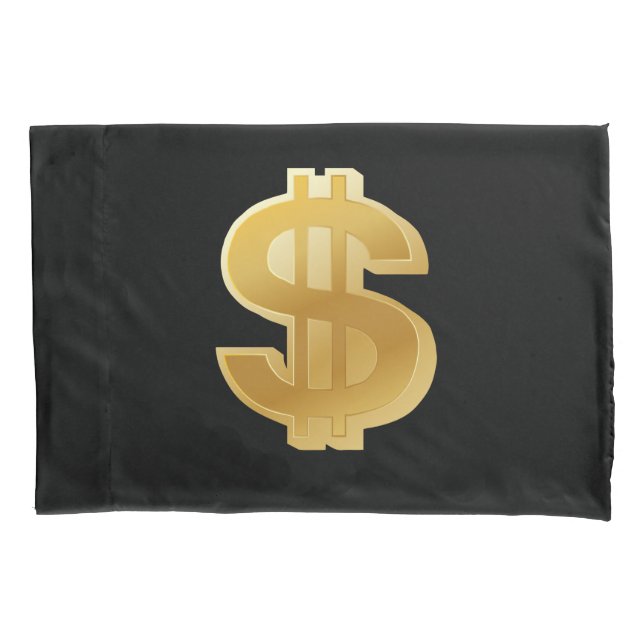 Large Golden Dollar Sign Pillow Pillowcase (Front-Left)