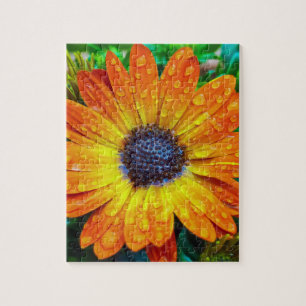 Large Golden Flower Close Up Jigsaw Puzzle