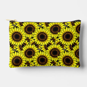 Large Golden Yellow Sunflowers Accessory Pouch