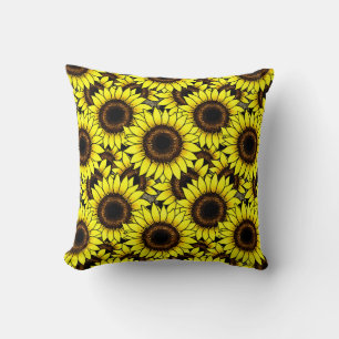 Large Golden Yellow Sunflowers Cushion