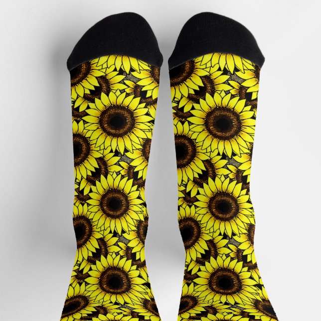 Large Golden Yellow Sunflowers Socks (Top)