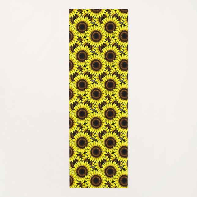 Large Golden Yellow Sunflowers Yoga Mat (Front)