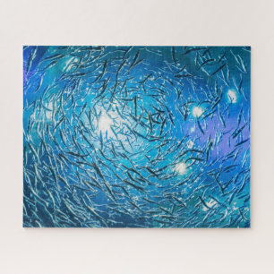 Large Gray School of Ocean Fish Jigsaw Puzzle