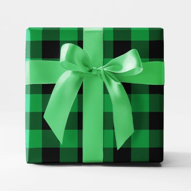 Large Green and Black Chevron Buffalo Plaid Wrapping Paper (Large Green and Black Chevron Buffalo Plaid Wrapping Paper)