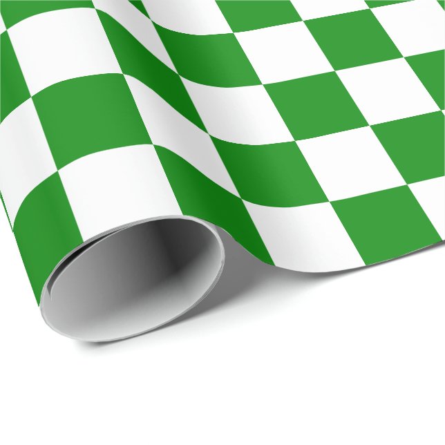Large Green and White Checks Wrapping Paper (Roll Corner)