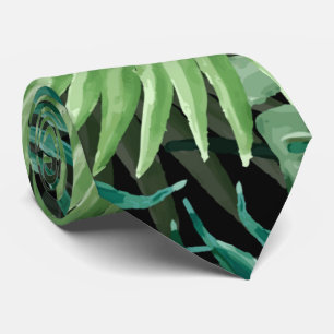 Large Green Fern Palm and Monstera Tropical Plants Tie