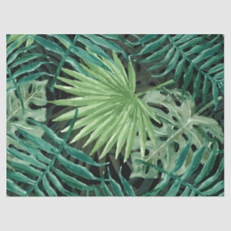 Large Green Fern Palm and Monstera Tropical Plants Tissue Paper